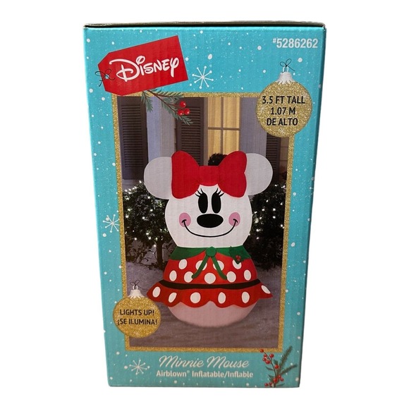 NEW 3.5 Foot Disney Airblown Inflatable Minnie Mouse Snowman Gemmy Christmas - Picture 2 of 3